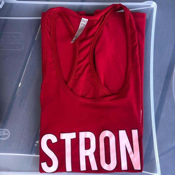 OMT red racerback “STRONG IS THE NEW SKINNY” top - Picture 4 of 4